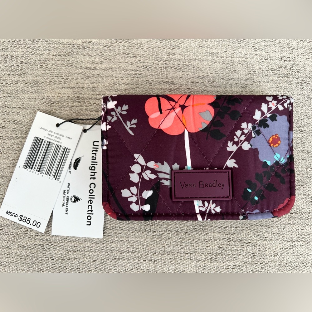 NWT Vera Bradley Ultralight RFID Small Bifold Wallet in Pressed Flowers